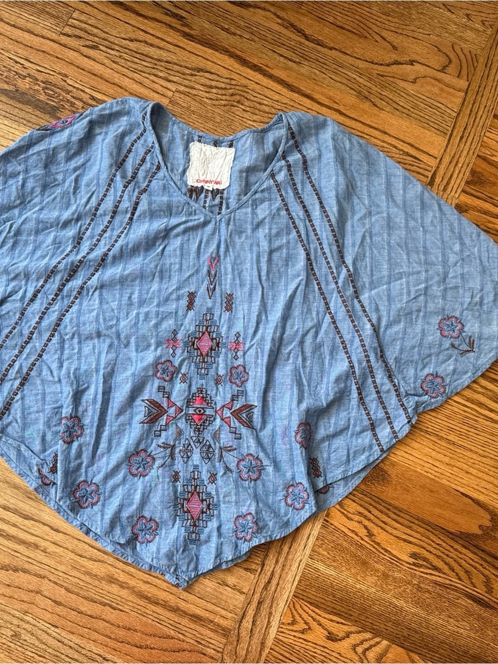 Johnny Was 3J Workshop Women’s Embroidered Tunic Poncho Top Size M Medium